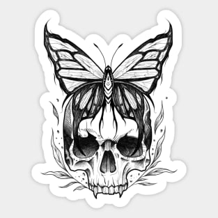 Skull and Butterfly (black version) Sticker